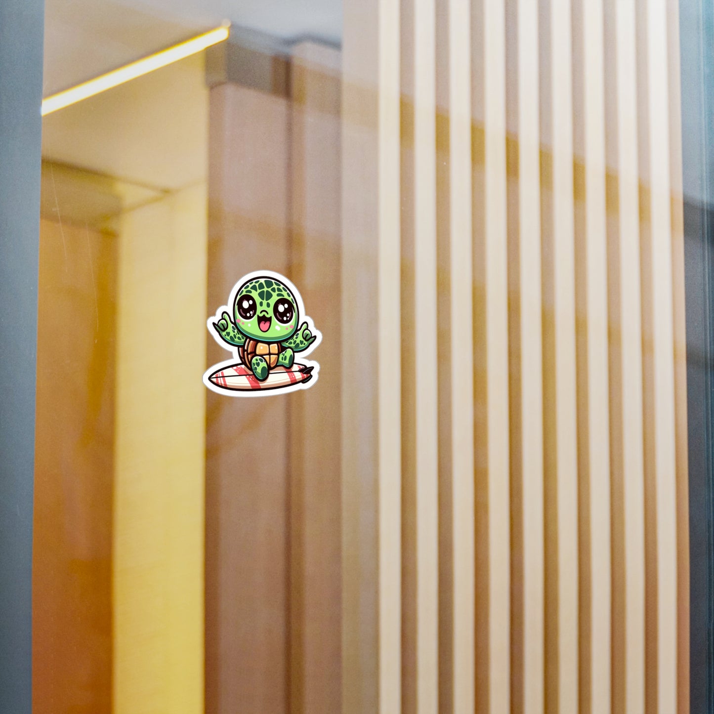 Cute Turtle Surfing Vinyl Decal for Kids' Rooms