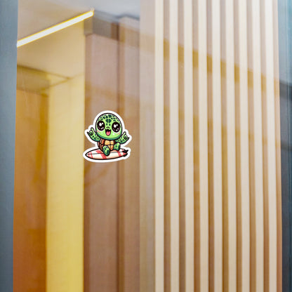 Cute Turtle Surfing Vinyl Decal for Kids' Rooms