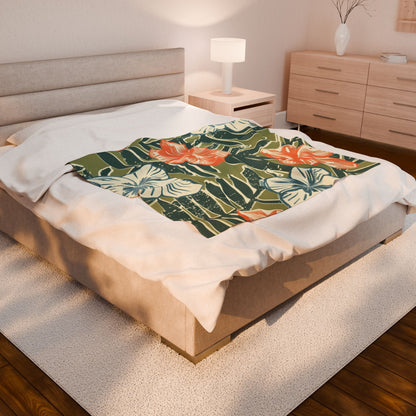 Tropical Floral Plush Blanket - Cozy Home Decor, Great Gift for Birthdays, Weddings, Holidays, Relaxing Evenings, Kids' Rooms