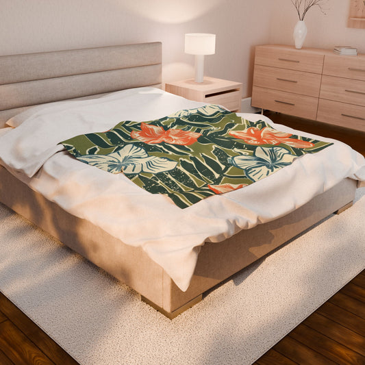Tropical Floral Plush Blanket - Cozy Home Decor, Great Gift for Birthdays, Weddings, Holidays, Relaxing Evenings, Kids' Rooms
