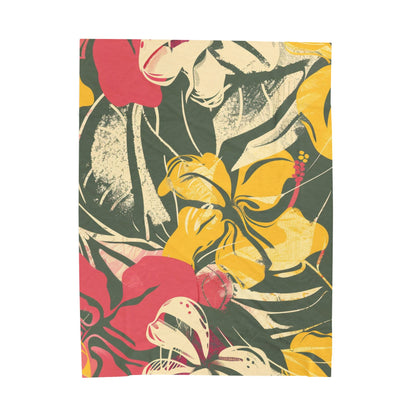 Tropical Floral Plush Blanket - Cozy Home Decor, Great Gift for Birthdays, Weddings, Holidays, Relaxing Evenings, Kids' Rooms