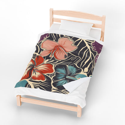 Tropical Floral Plush Blanket - Cozy Home Decor, Great Gift for Birthdays, Weddings, Holidays, Relaxing Evenings, Kids' Rooms