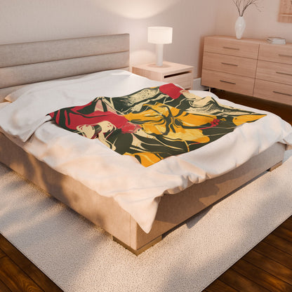 Tropical Floral Plush Blanket - Cozy Home Decor, Great Gift for Birthdays, Weddings, Holidays, Relaxing Evenings, Kids' Rooms