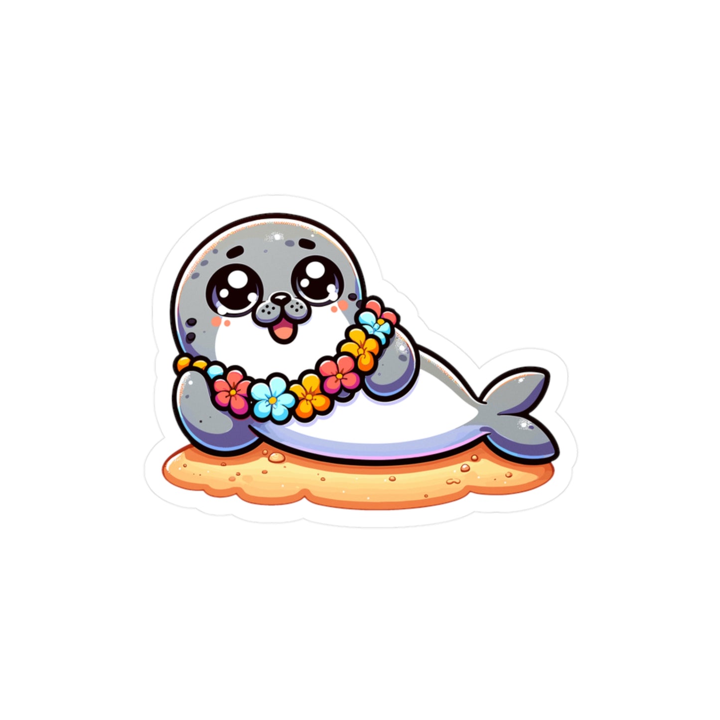 Adorable Hawaiian Seal Kiss-Cut Vinyl Decal for Home Decor