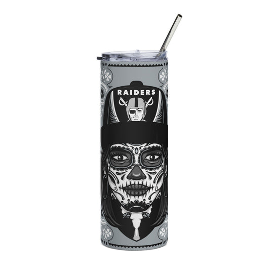 Raiders Sugar Skull 20 oz Tumbler – Sublimated, Double-Walled