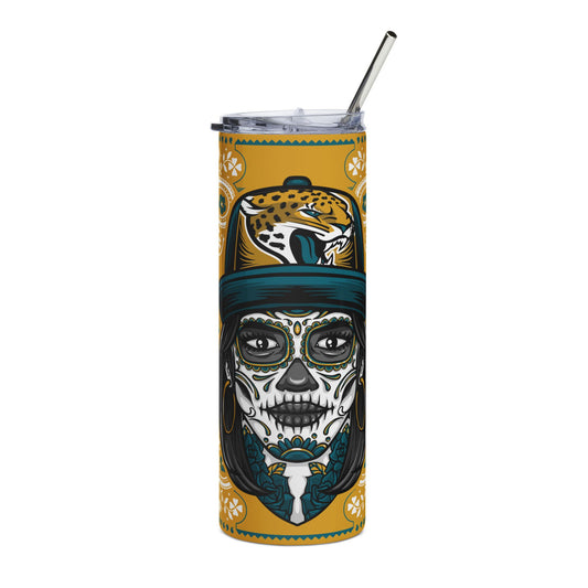 Jaguars Sugar Skull 20 oz Tumbler – Sublimated, Double-Walled