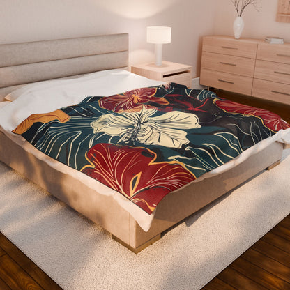 Tropical Floral Plush Blanket - Cozy Home Decor, Great Gift for Birthdays, Weddings, Holidays, Relaxing Evenings, Kids' Rooms