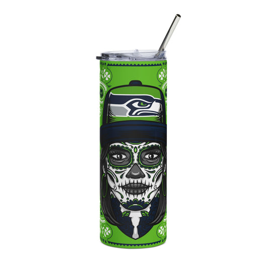 Seahawks Sugar Skull 20 oz Tumbler – Sublimated, Double-Walled