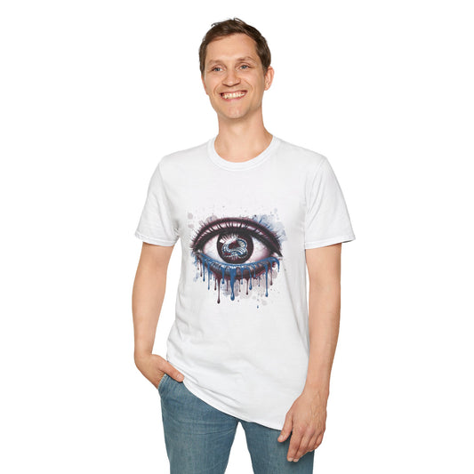 Avalanche Eye T-Shirt, Unisex Softstyle Tee, Unique Gift, Casual Wear, Art Lover Apparel, Creative Style