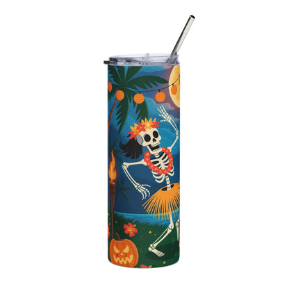 Hawaiian Skeleton Tumbler 20oz | Tropical Halloween Drinkware