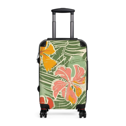 Tropical Floral Suitcase, Vintage Travel Luggage, Vacation Bag, Summer Getaway Gear, Stylish Holiday Travel