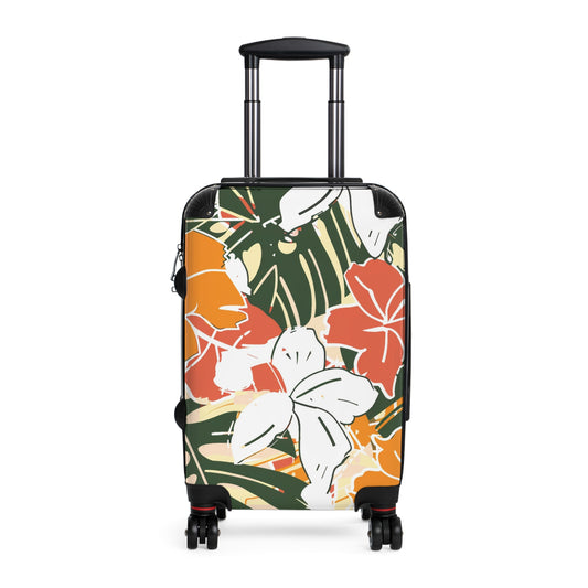 Tropical Floral Suitcase, Vintage Travel Luggage, Vacation Bag, Summer Getaway Gear, Stylish Holiday Travel