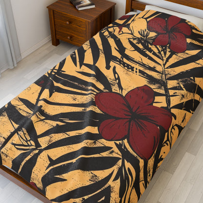 Tropical Floral Plush Blanket - Cozy Home Decor, Great Gift for Birthdays, Weddings, Holidays, Relaxing Evenings, Kids' Rooms