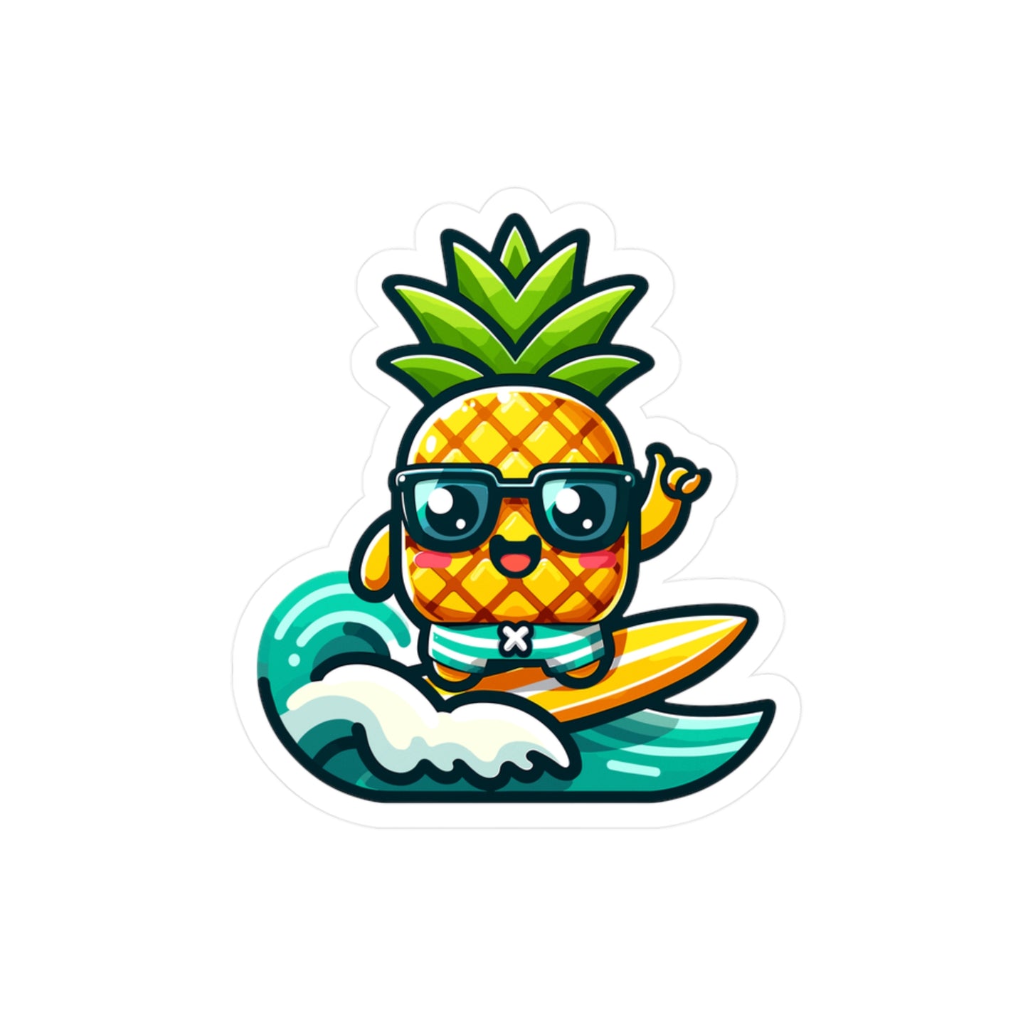 Surfing Pineapple Vinyl Decal - Cute Tropical Sticker for Summer Vibes