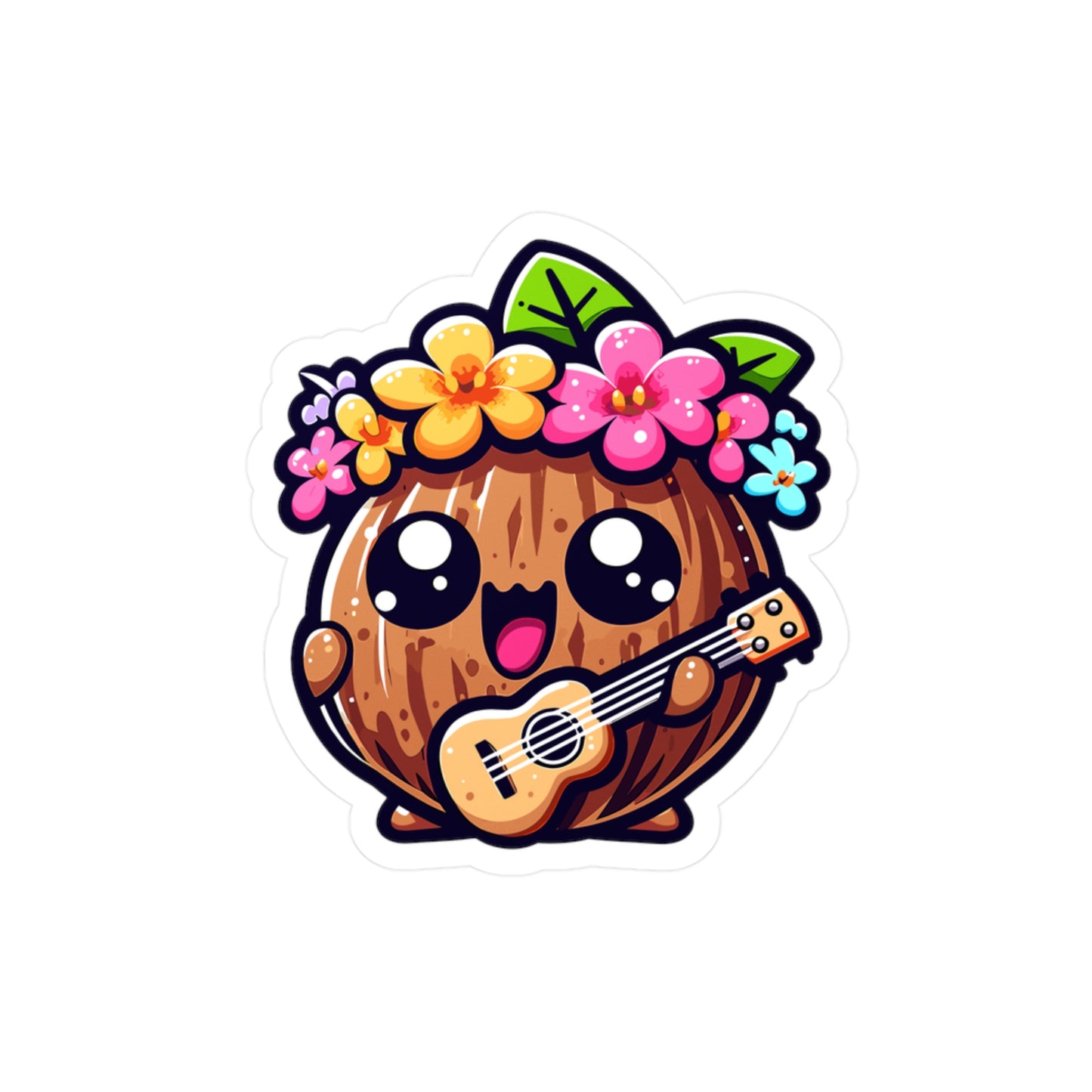 Cute Floral Coconut Guitar Decal
