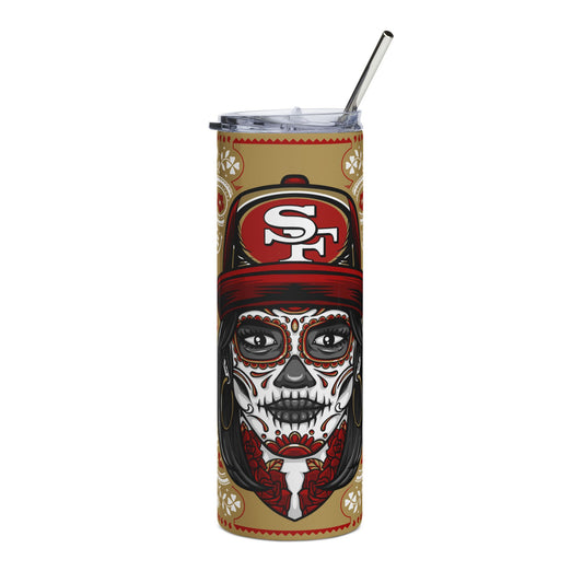 49ers Sugar Skull 20 oz Tumbler – Sublimated, Double-Walled