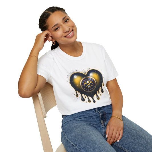 Nuggets Dripping Heart T-Shirt - Unisex Softstyle Tee, Trendy Graphic Top, Perfect for Valentine's Day, Casual Wear, Unique Gift Idea