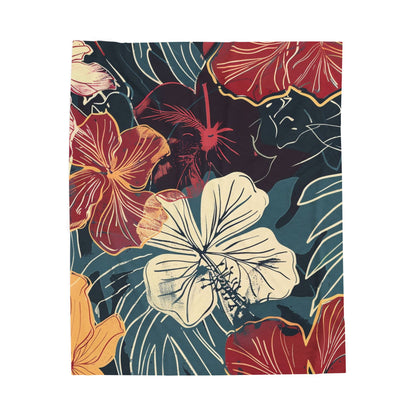Tropical Floral Plush Blanket - Cozy Home Decor, Great Gift for Birthdays, Weddings, Holidays, Relaxing Evenings, Kids' Rooms