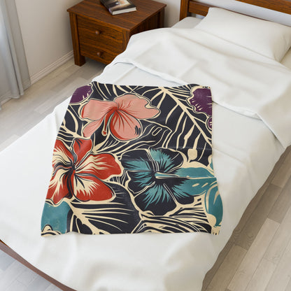 Tropical Floral Plush Blanket - Cozy Home Decor, Great Gift for Birthdays, Weddings, Holidays, Relaxing Evenings, Kids' Rooms
