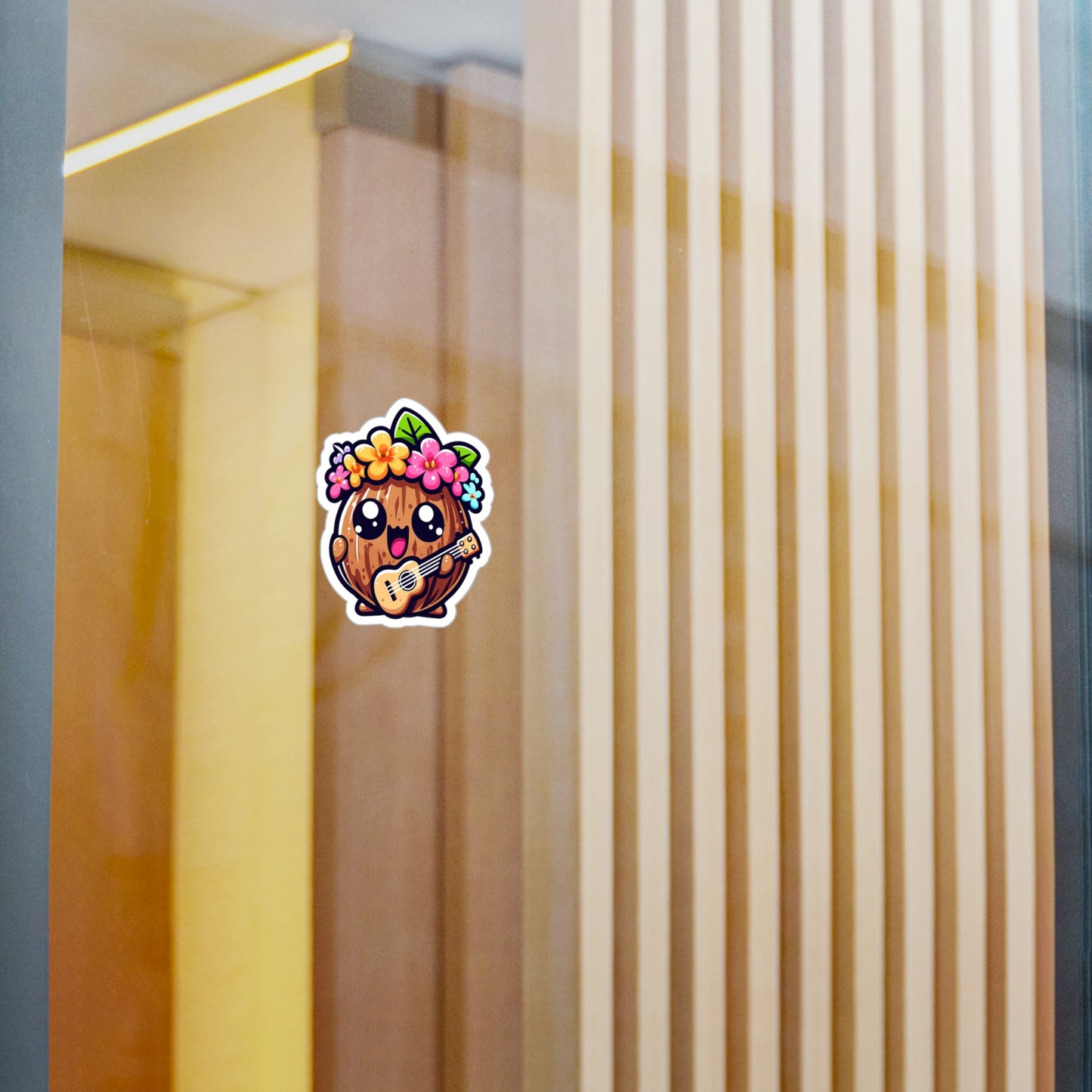 Cute Floral Coconut Guitar Decal