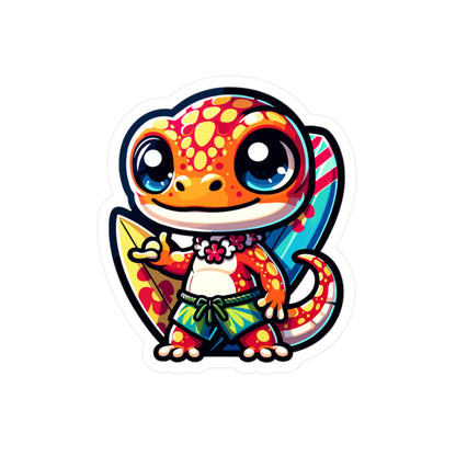 Surfing Gecko Kiss-Cut Vinyl Decals for Fun and Adventure