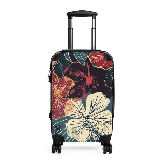 Tropical Floral Suitcase with Hibiscus Design, Travel Luggage, Vacation Gear, Summer Adventure Bags, Gift for Travelers