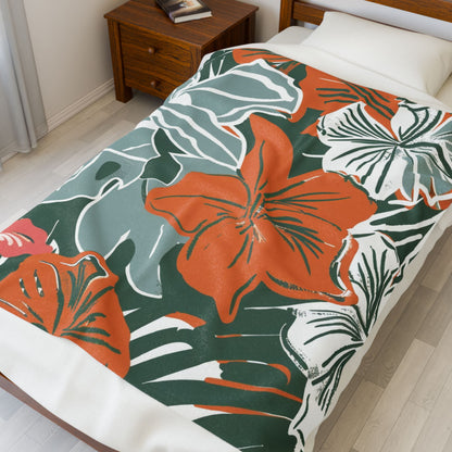 Tropical Floral Plush Blanket - Cozy Home Decor, Great Gift for Birthdays, Weddings, Holidays, Relaxing Evenings, Kids' Rooms