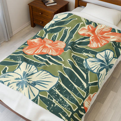Tropical Floral Plush Blanket - Cozy Home Decor, Great Gift for Birthdays, Weddings, Holidays, Relaxing Evenings, Kids' Rooms