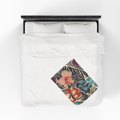 Tropical Floral Plush Blanket - Cozy Home Decor, Great Gift for Birthdays, Weddings, Holidays, Relaxing Evenings, Kids' Rooms