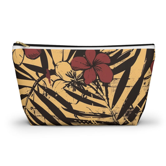 Tropical Floral Accessory Pouch - Boho Makeup Bag, Travel Organizer, Gift for Her, Beach Essentials, Floral Zip Pouch