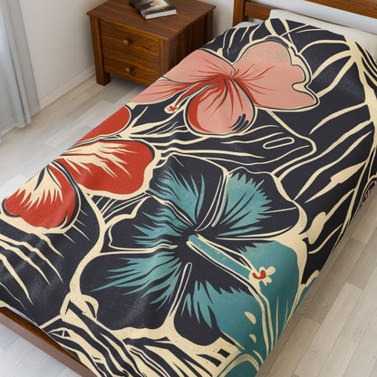Tropical Floral Plush Blanket - Cozy Home Decor, Great Gift for Birthdays, Weddings, Holidays, Relaxing Evenings, Kids' Rooms