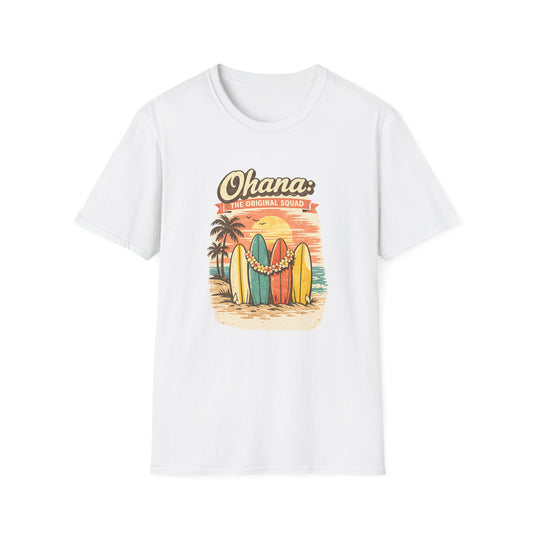 Ohana Surf Vintage Beach T-Shirt — Retro Surfboards & Sunset Tee
