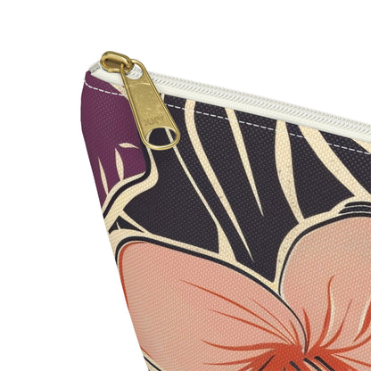 Tropical Floral Accessory Pouch - Makeup Bag, Travel Organizer, Journaling Kit, Gift for Her, Summer Vibes