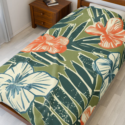 Tropical Floral Plush Blanket - Cozy Home Decor, Great Gift for Birthdays, Weddings, Holidays, Relaxing Evenings, Kids' Rooms