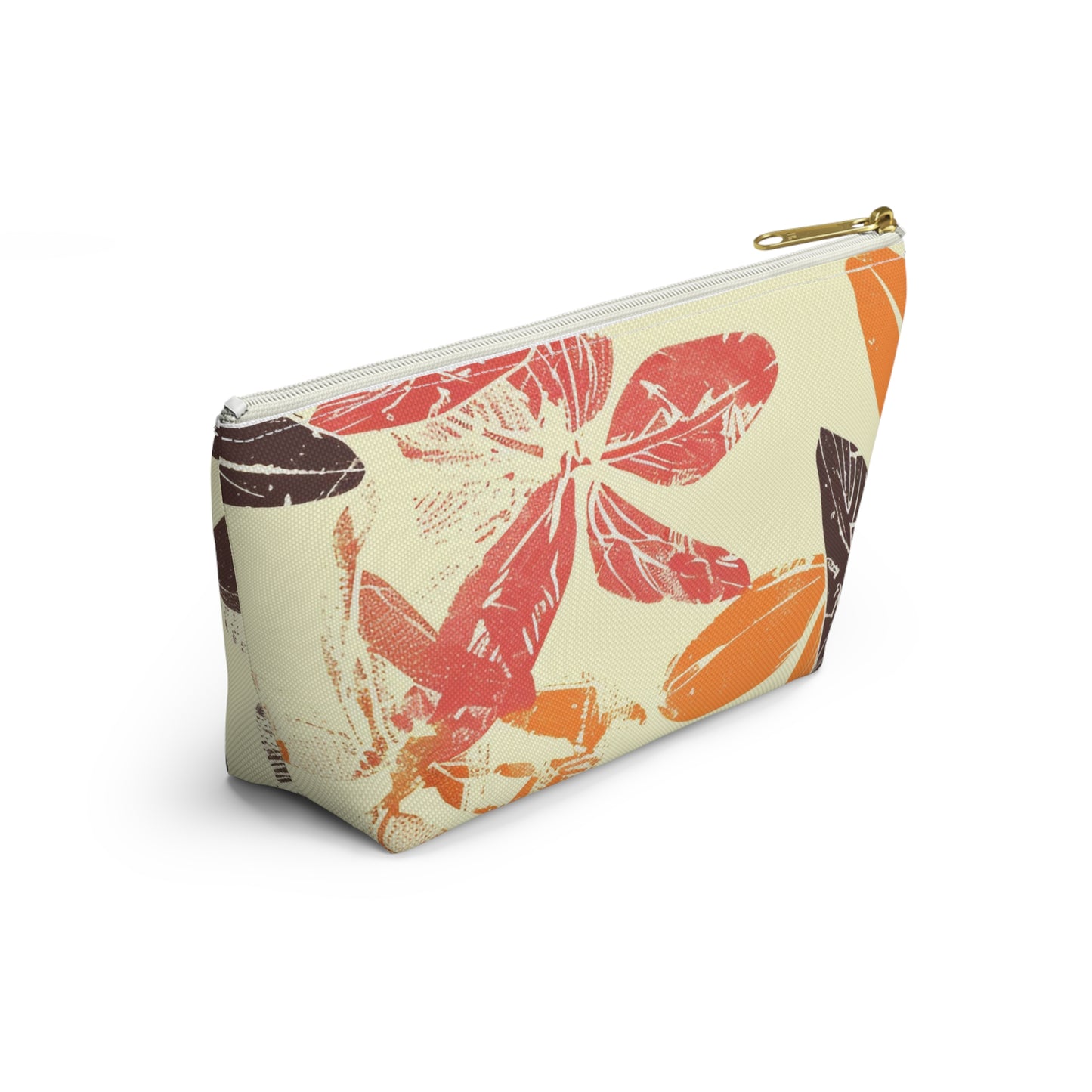 Bohemian Leaf Accessory Pouch, Travel Makeup Bag, Cosmetic Organizer, Earthy Gift, Eco-Friendly Zip Pouch