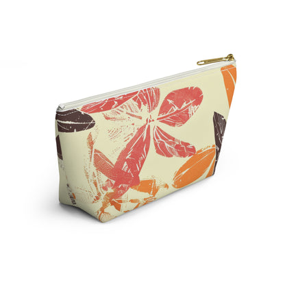 Bohemian Leaf Accessory Pouch, Travel Makeup Bag, Cosmetic Organizer, Earthy Gift, Eco-Friendly Zip Pouch