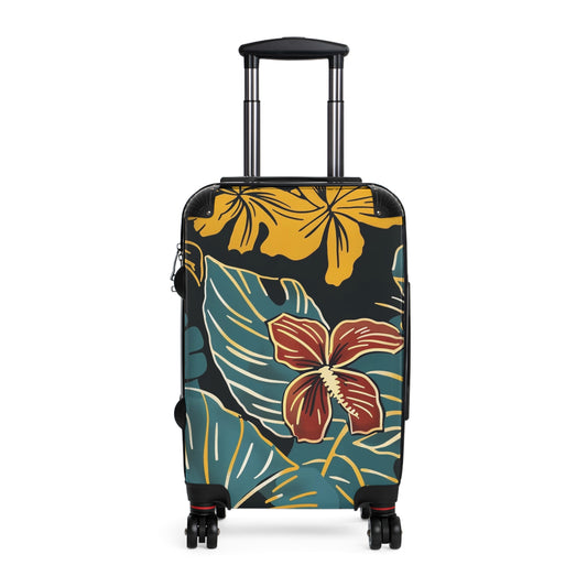 Tropical Floral Suitcase, Vintage Travel Luggage, Vacation Bag, Summer Getaway Gear, Stylish Holiday Travel