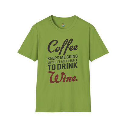 Coffee Wine Humor T-Shirt, Funny Gift, Unisex Casual Tee, Wine Lover Apparel, Coffee Addict Shirt, Birthday Present
