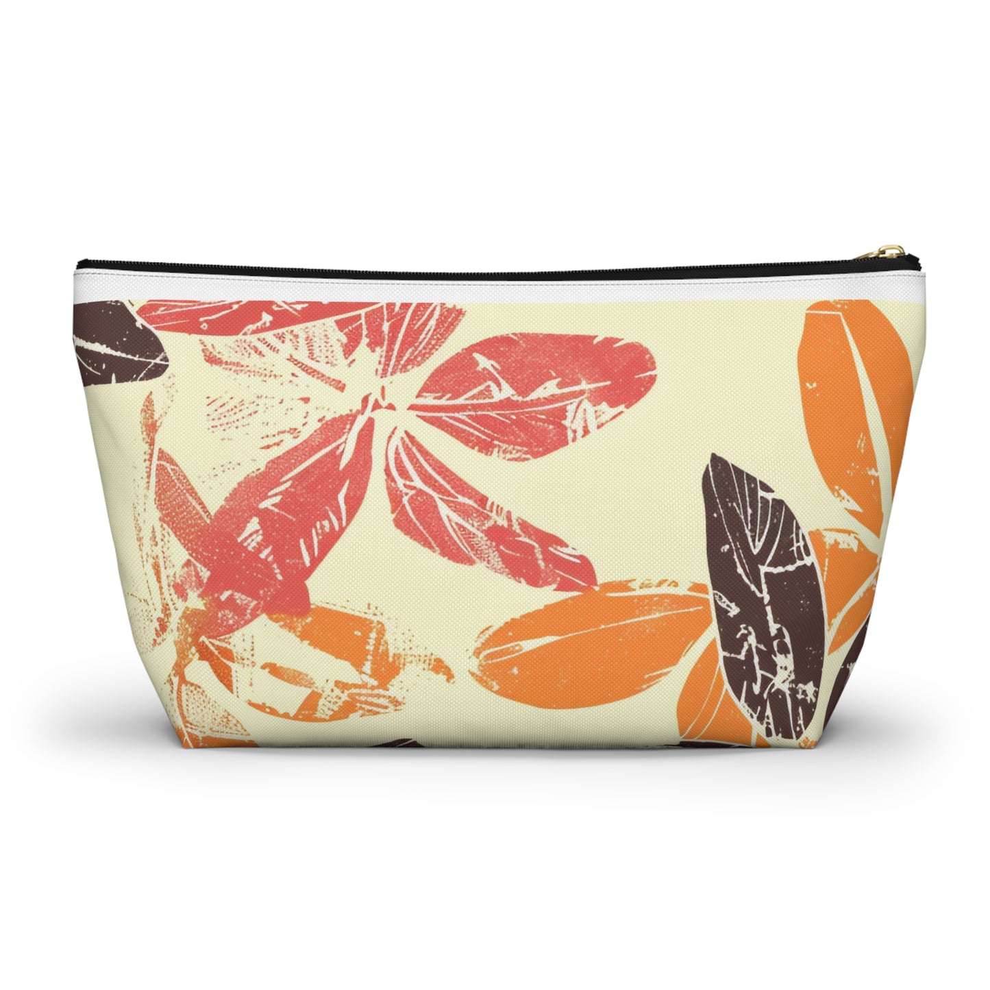 Bohemian Leaf Accessory Pouch, Travel Makeup Bag, Cosmetic Organizer, Earthy Gift, Eco-Friendly Zip Pouch