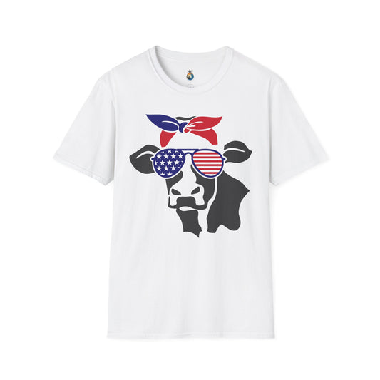 Patriotic Cow T-Shirt | Fourth of July, BBQ, Farm Theme, Casual Wear, Unisex