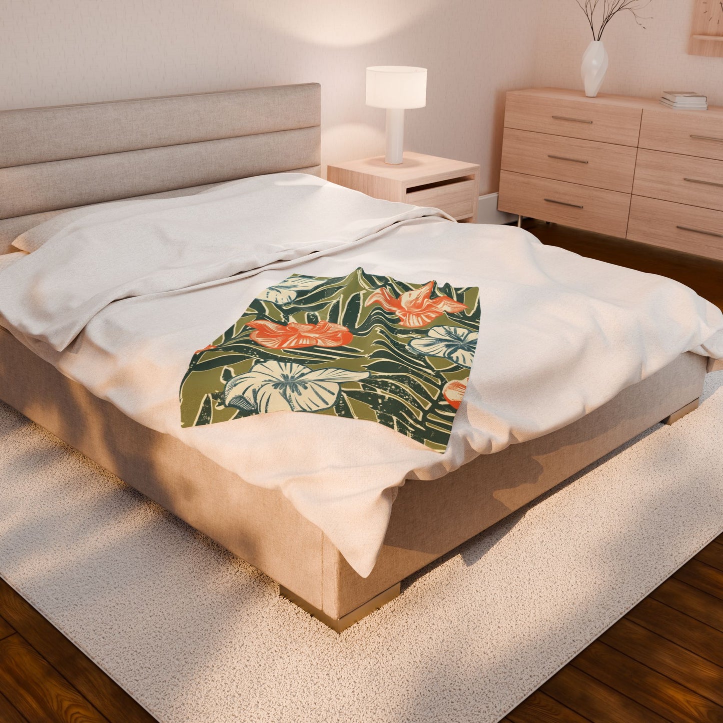 Tropical Floral Plush Blanket - Cozy Home Decor, Great Gift for Birthdays, Weddings, Holidays, Relaxing Evenings, Kids' Rooms