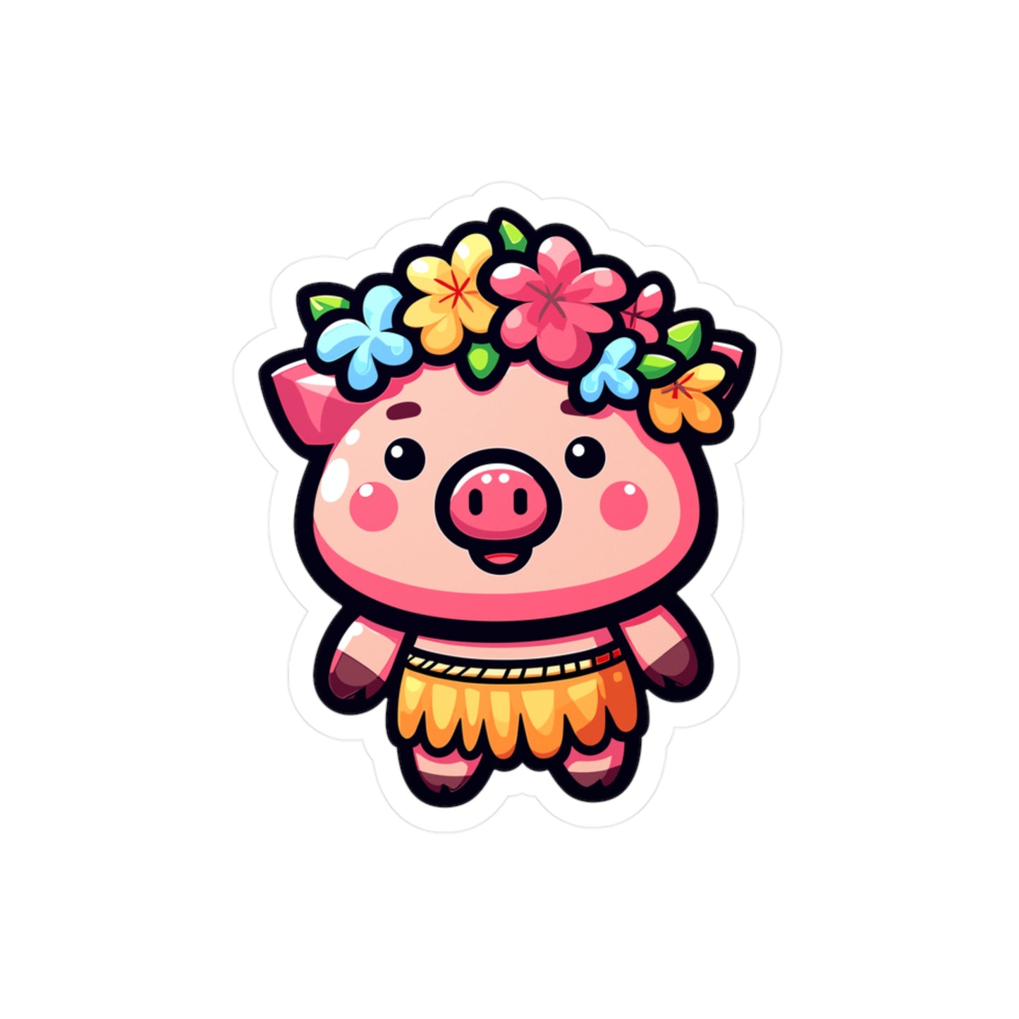 Hula Pig Vinyl Decal - Tropical Cute Decor for Home & Party
