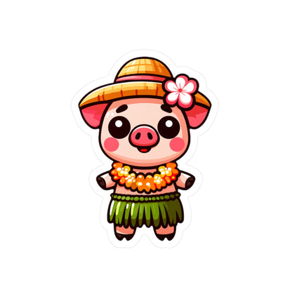 Cute Hula Pig Vinyl Decal Sticker