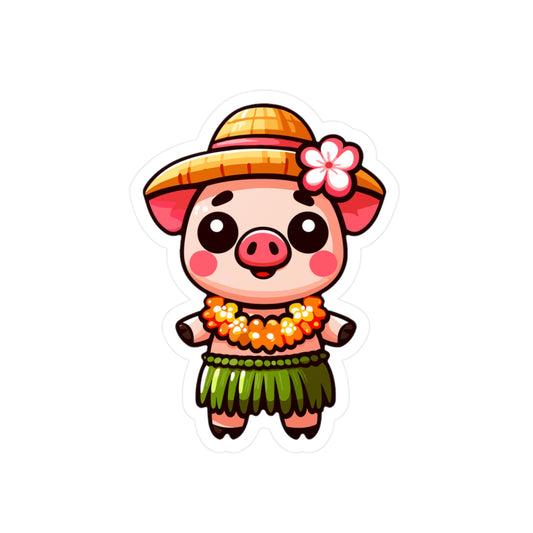 Cute Hula Pig Vinyl Decal Sticker