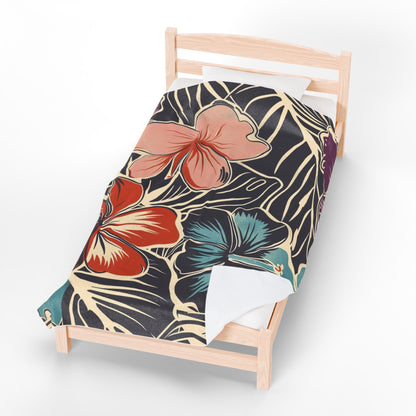 Tropical Floral Plush Blanket - Cozy Home Decor, Great Gift for Birthdays, Weddings, Holidays, Relaxing Evenings, Kids' Rooms