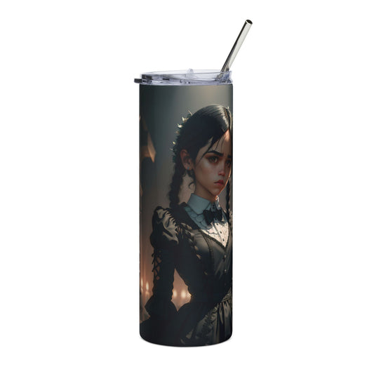 Gothic Wednesday Tumbler, 20oz - Perfect Halloween Gift, Spooky Drinkware, Unique Coffee Cup, Wednesday Addams Inspired, Dark Aesthetic