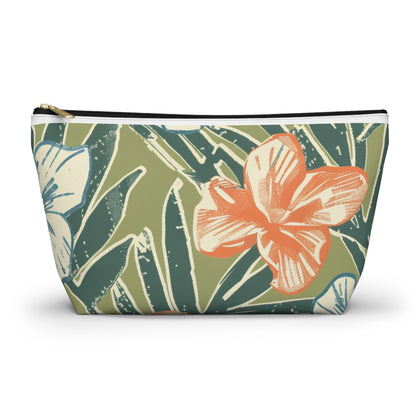 Tropical Floral Accessory Pouch, Travel Makeup Bag, Cosmetic Organizer, Cute Gift for Her, Summer Vacation Essentials