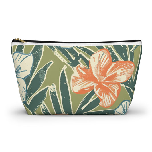 Tropical Floral Accessory Pouch, Travel Makeup Bag, Cosmetic Organizer, Cute Gift for Her, Summer Vacation Essentials