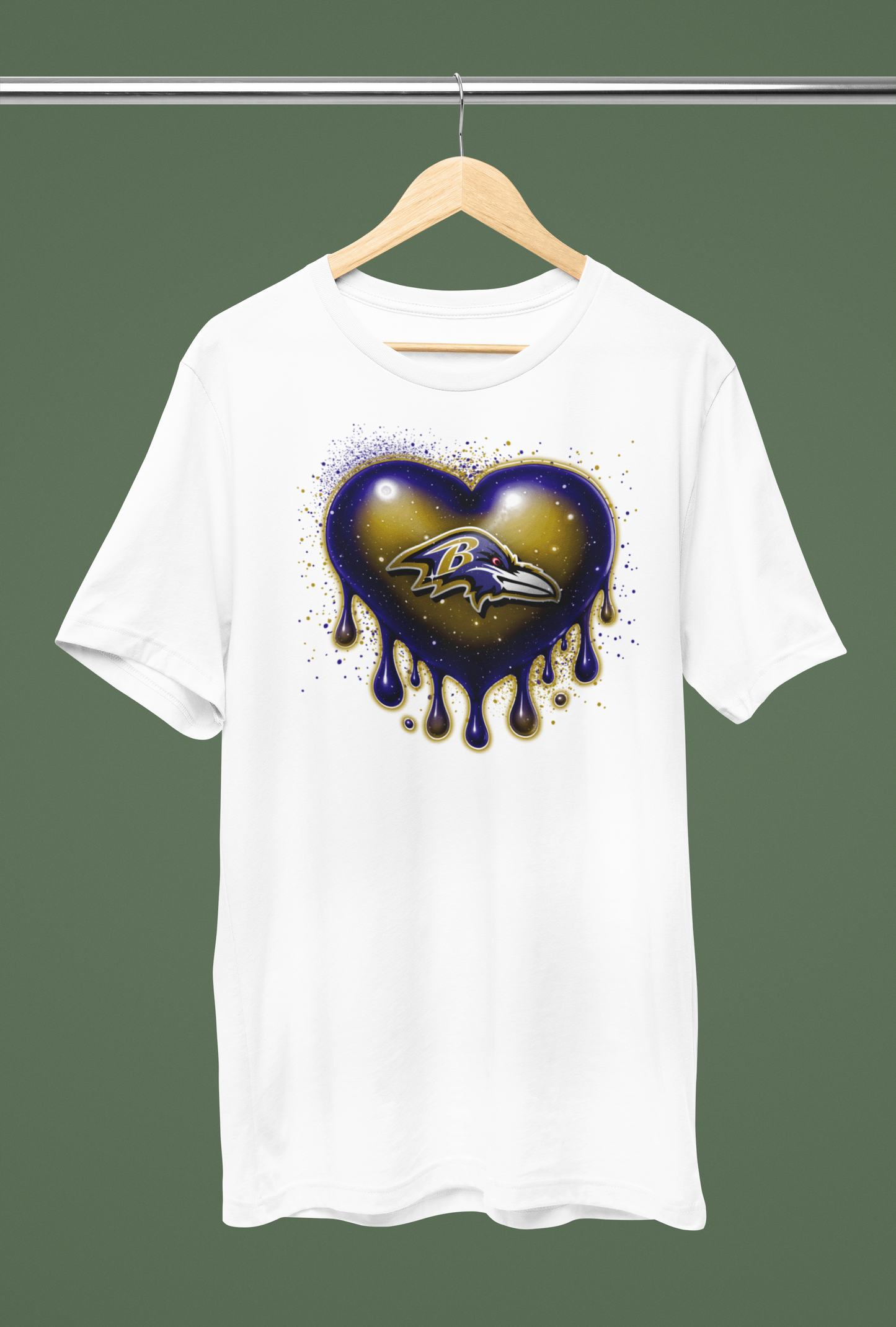 Shaka Brands | Graphic Tee's | NFL Dripping Heart Design White Crew Neck T-Shirt (AFC NORTH Teams)