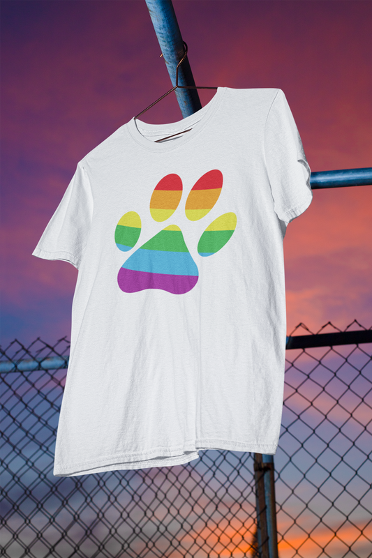 Shaka Brands | LGBTQ Pride Collection | Rainbow Paw Print T-shirt